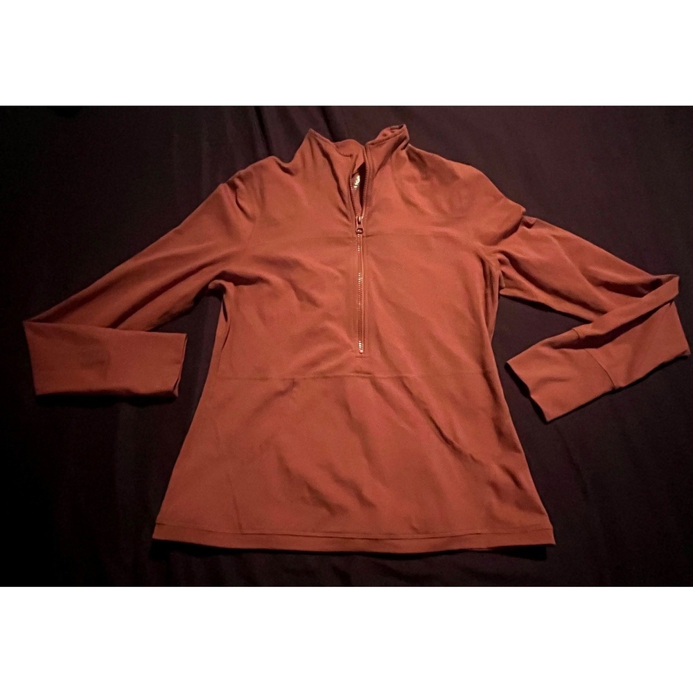 Zyia Active Women XL Terracotta Rust Quarter Zip Pullover Thumbhole Pocket Top